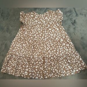Leopard Print Kids Dress in Brown and White